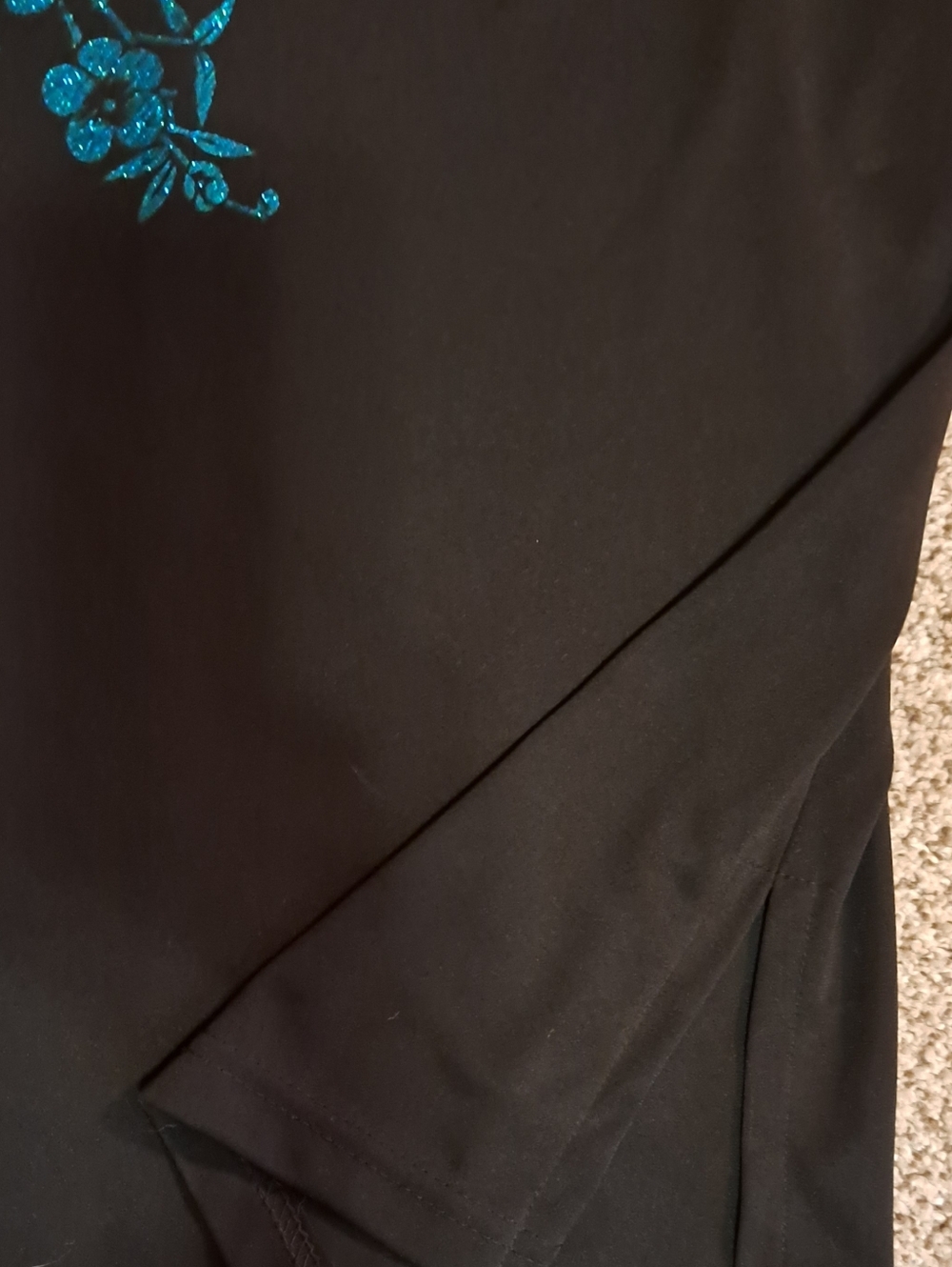 Vintage 90s Y2K La Belle Formal Prom Black Dress, Turquoise Floral Size Medium - Picture 4 of 10